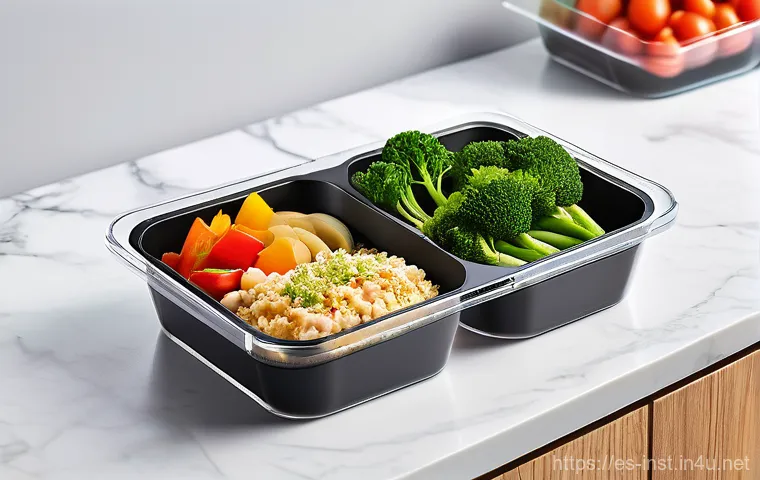 간편식 맛 비교 - A warm and inviting overhead shot of a beautifully plated, hearty prepared meal on a rustic wooden d...