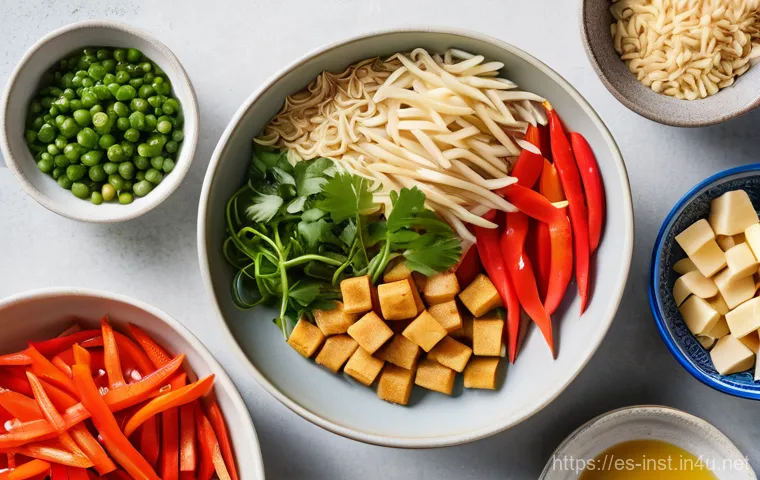 저칼로리 인스턴트 라면 - **Vibrant, Customized Healthy Instant Ramen Bowl**
    A close-up, eye-level shot of a steaming, ric...
