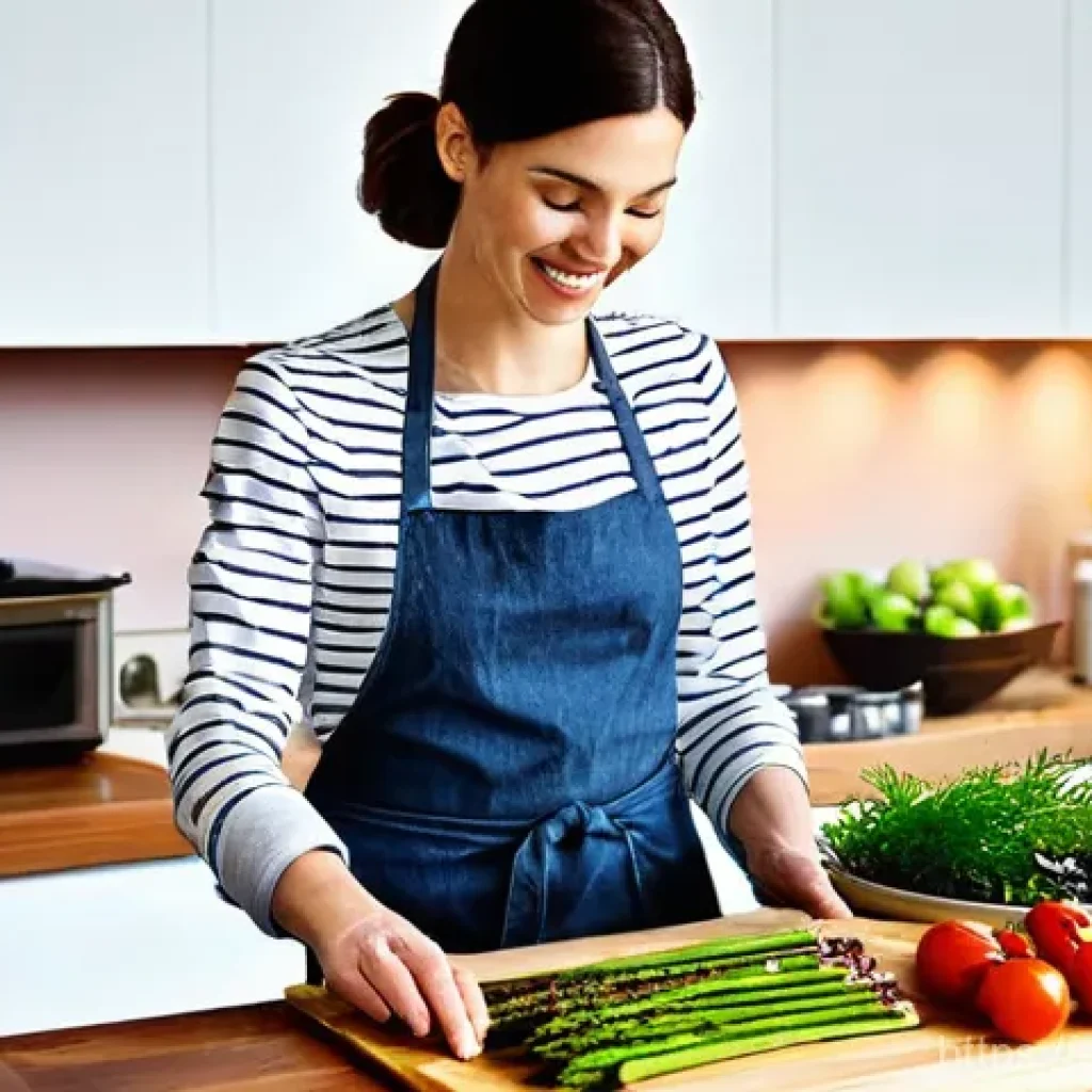 인스턴트 식품 조리법 - **Prompt:** A vibrant, modern kitchen bathed in warm, natural light. A content adult woman, casually...