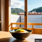 Home 20 인스턴트 라면 제조사별 분석 - A cozy kitchen scene in a modern Spanish apartment, featuring a steaming bowl of instant ramen on a ...