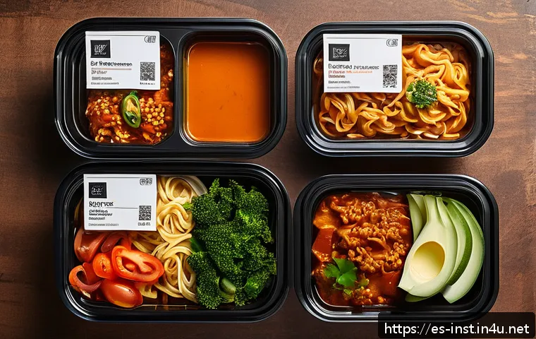인스턴트 간편식의 다양성 - A vibrant, modern kitchen scene showcasing a diverse selection of instant meals inspired by internat...